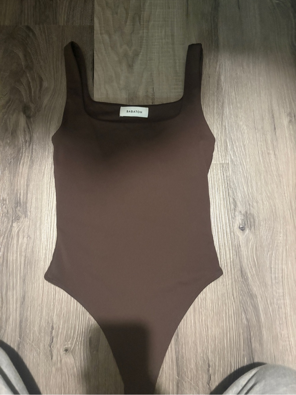 Babaton Chocolate Brown Square-Neck Bodysuit